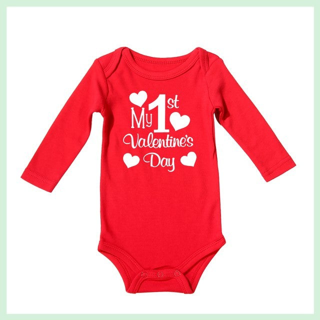 Baby Valentine' s Day Red Cotton Romper