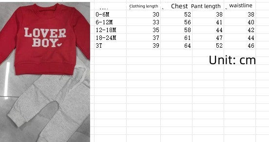 Baby/Toddler Casual Sports Red Top Grey Trousers Set