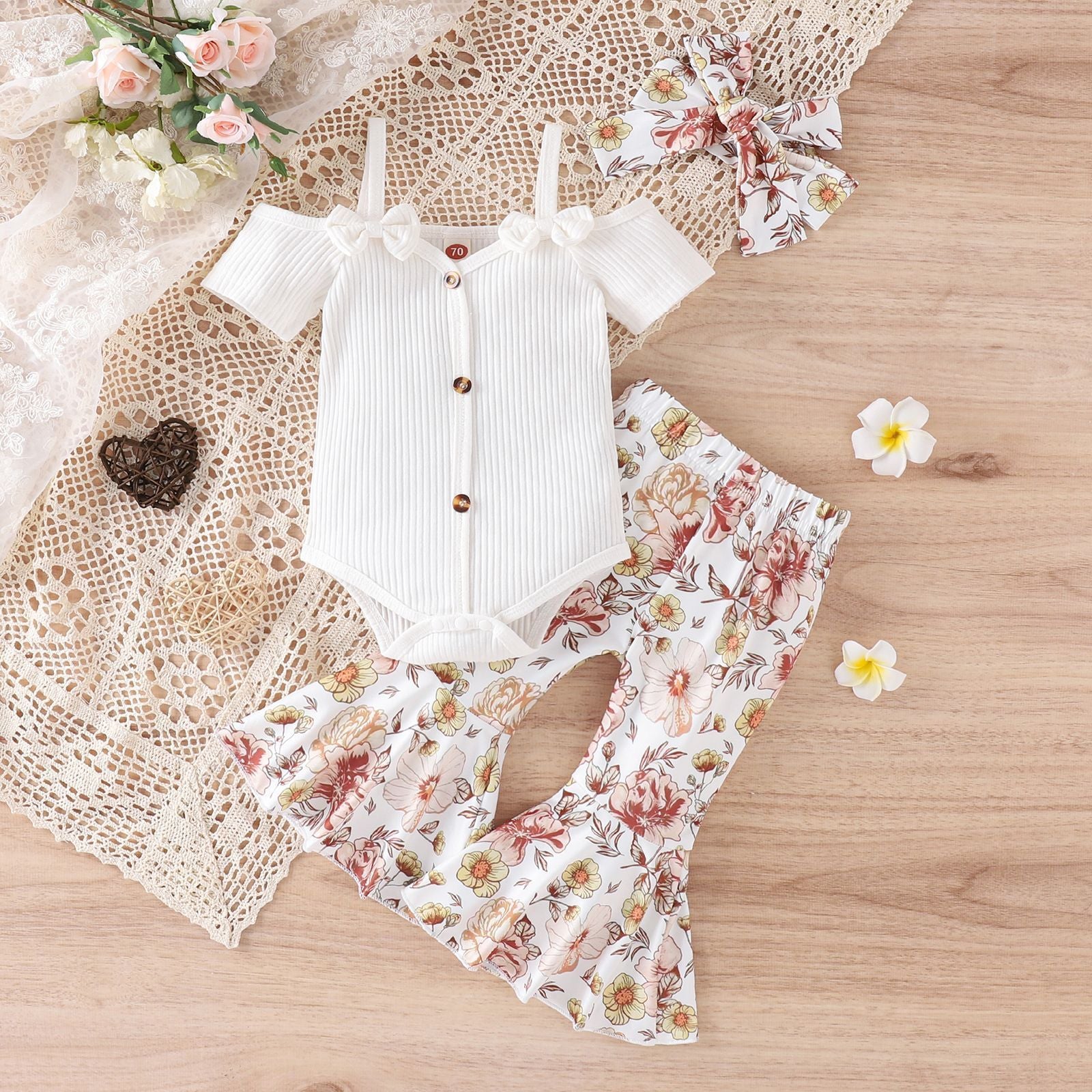 Summer Baby Girl Romper Bell-bottom Pants Suit