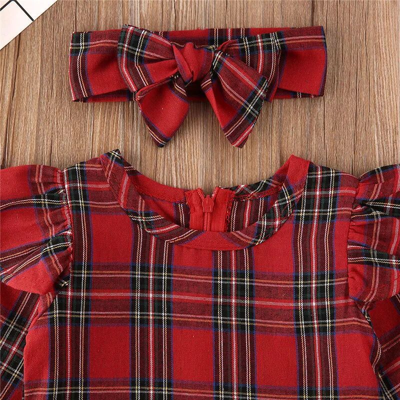 Christmas Toddler Baby Girl Plaid Princess Party Tulle Dress