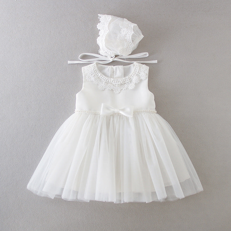 Simple & Cute Baby Girls' White Dress, Elegant Formal Princess Dress