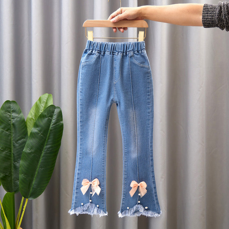 Girls' Casual Denim Wide Leg Pants