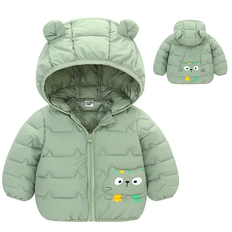 Girls' Down Padded Jacket, Cotton Padded Thin Hood Coat