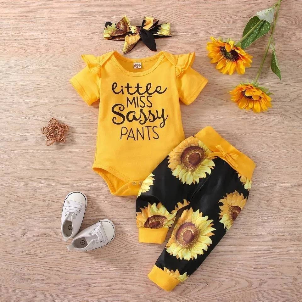 Baby 3 PC Spring/Autumn Outfits, Floral pants