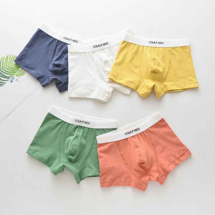 Cola Pear Boys' Underwear, Solid Color Boxers, 5 Pack