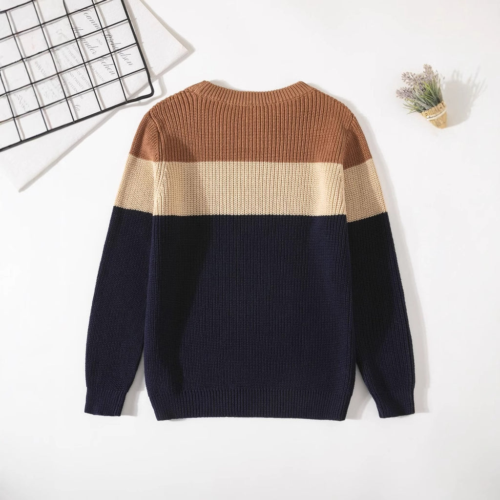 Cozy Kids Knit Sweater - Soft Stretchable Striped Pullover For Boys