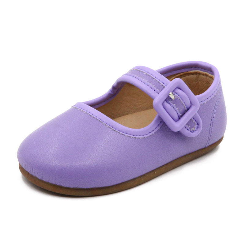 Girls' Leather Shoes Candy Color Soft Bottom Cute Princess Shoes