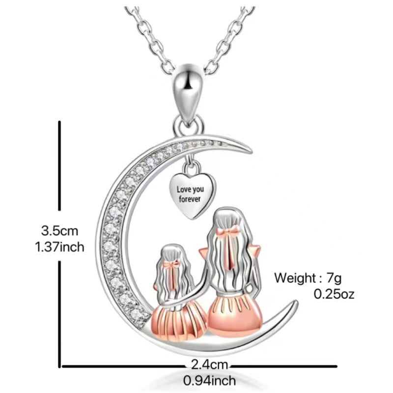 Elegant Pendant Mother & Daughter Necklace, Gift For Mom