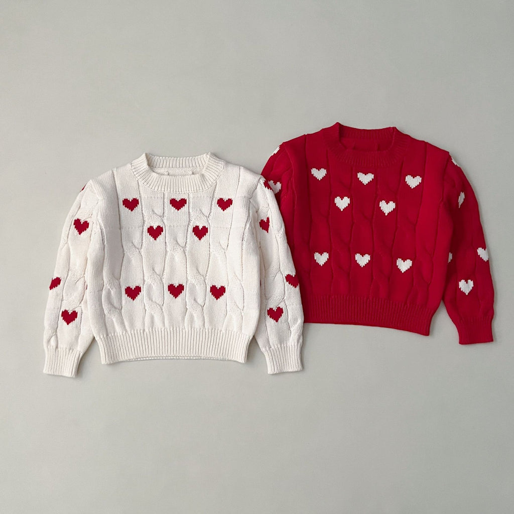 Cotton Round Neck Lovely Red Wool Valentine's Sweater