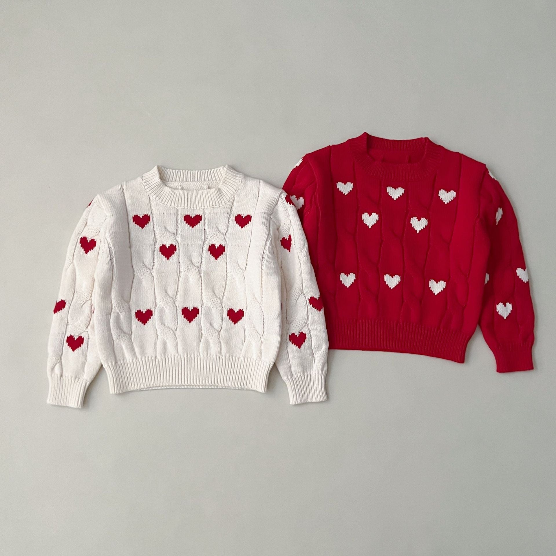 Cotton Round Neck Lovely Red Wool Valentine's Sweater