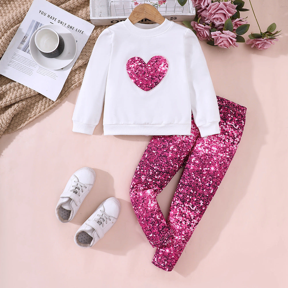 Girls' Love Top Printed Leggings Set