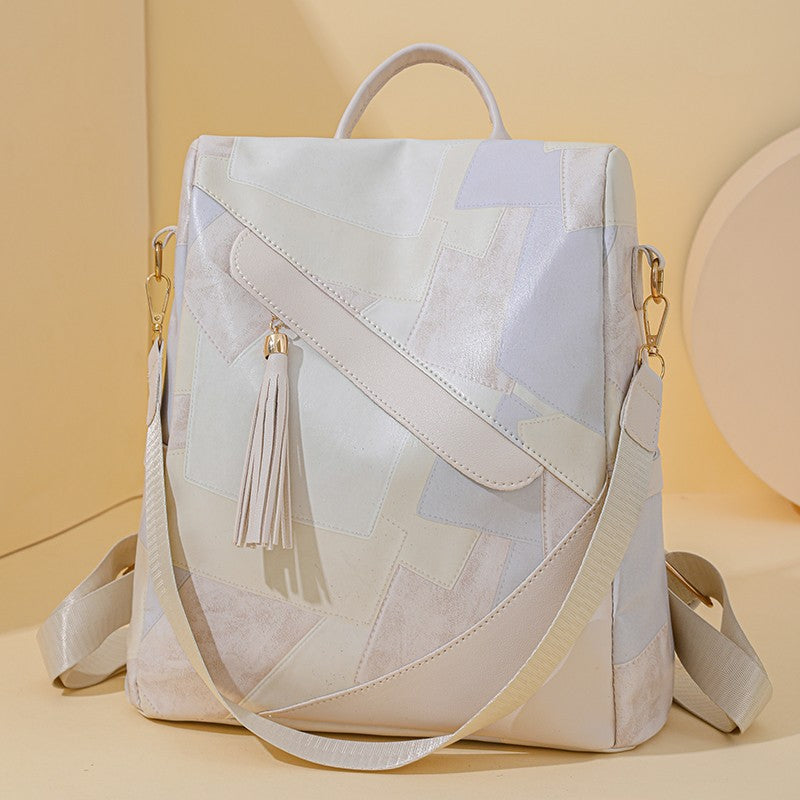 Large Capacity Popular Women's Bag, Retro Patchwork Casual Backpack