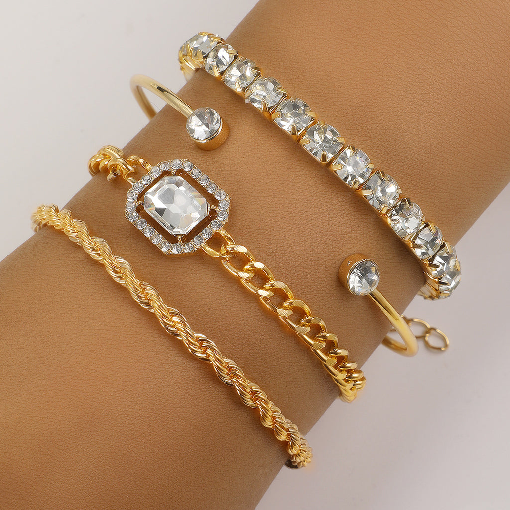 Fashion Jewelry 4 Pcs Crystal Bracelet Set Bohemian Design For Women, Gift For Mom