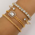 Fashion Jewelry 4 Pcs Crystal Bracelet Set Bohemian Design For Women, Gift For Mom