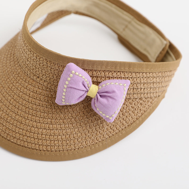 Foldable Children's Hat Summer Korean Style Bow Straw Sunshade