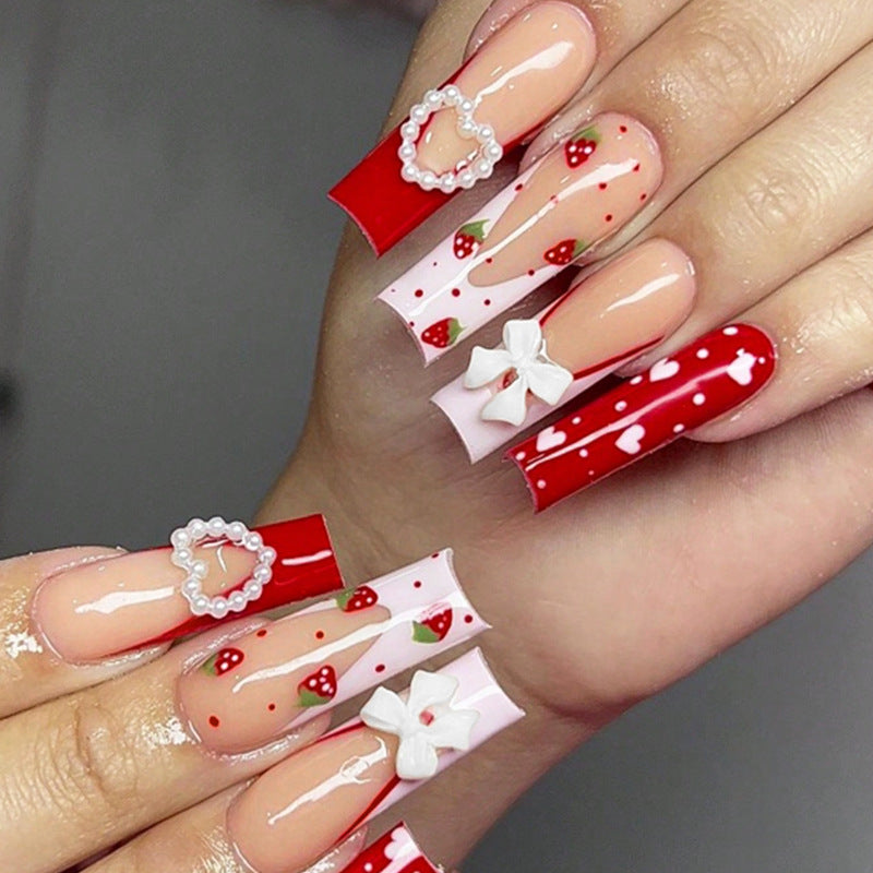 Valentine's Day Super Long Handmade Stick-on Nails