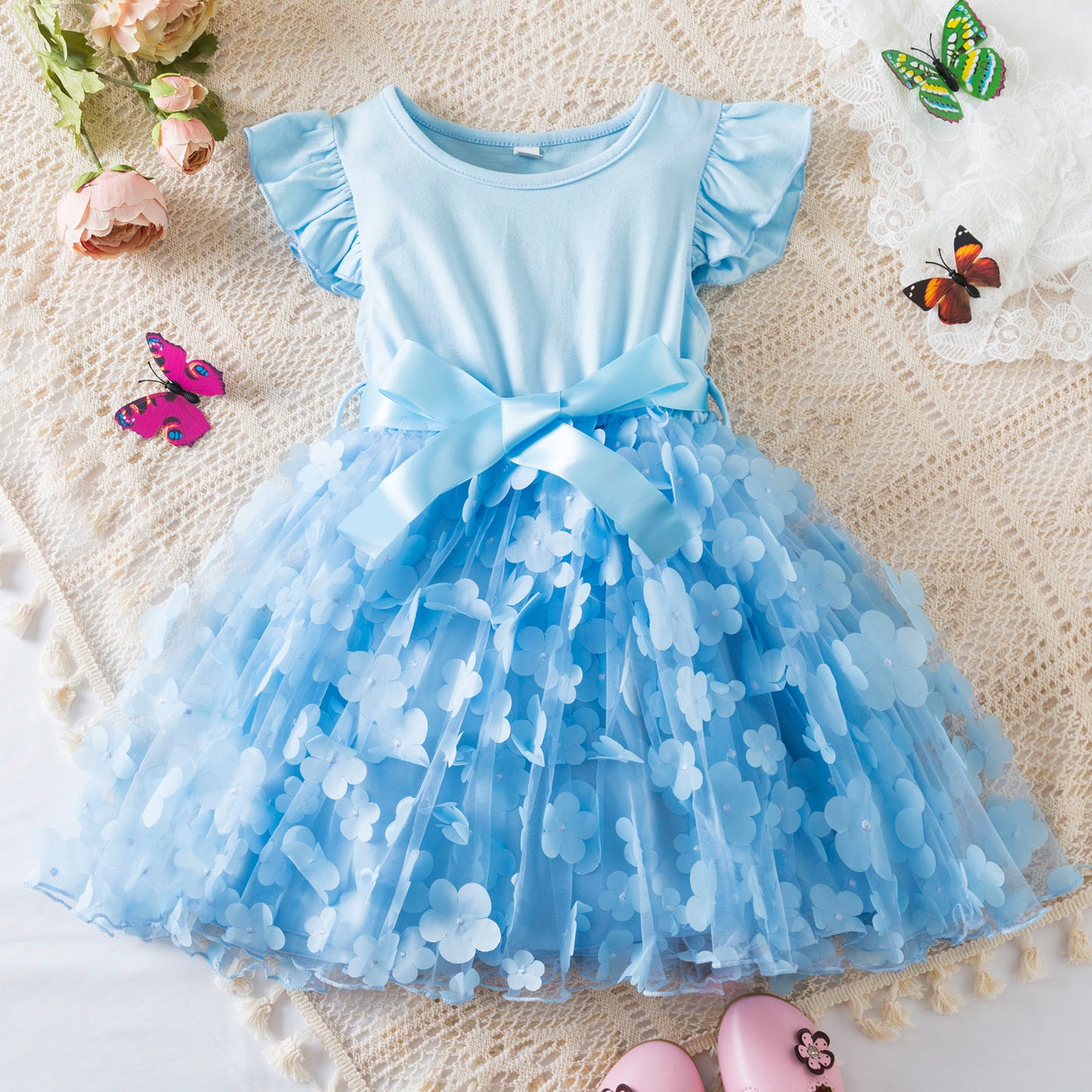 Girls' Fashion Personality Butterfly Mesh Dress