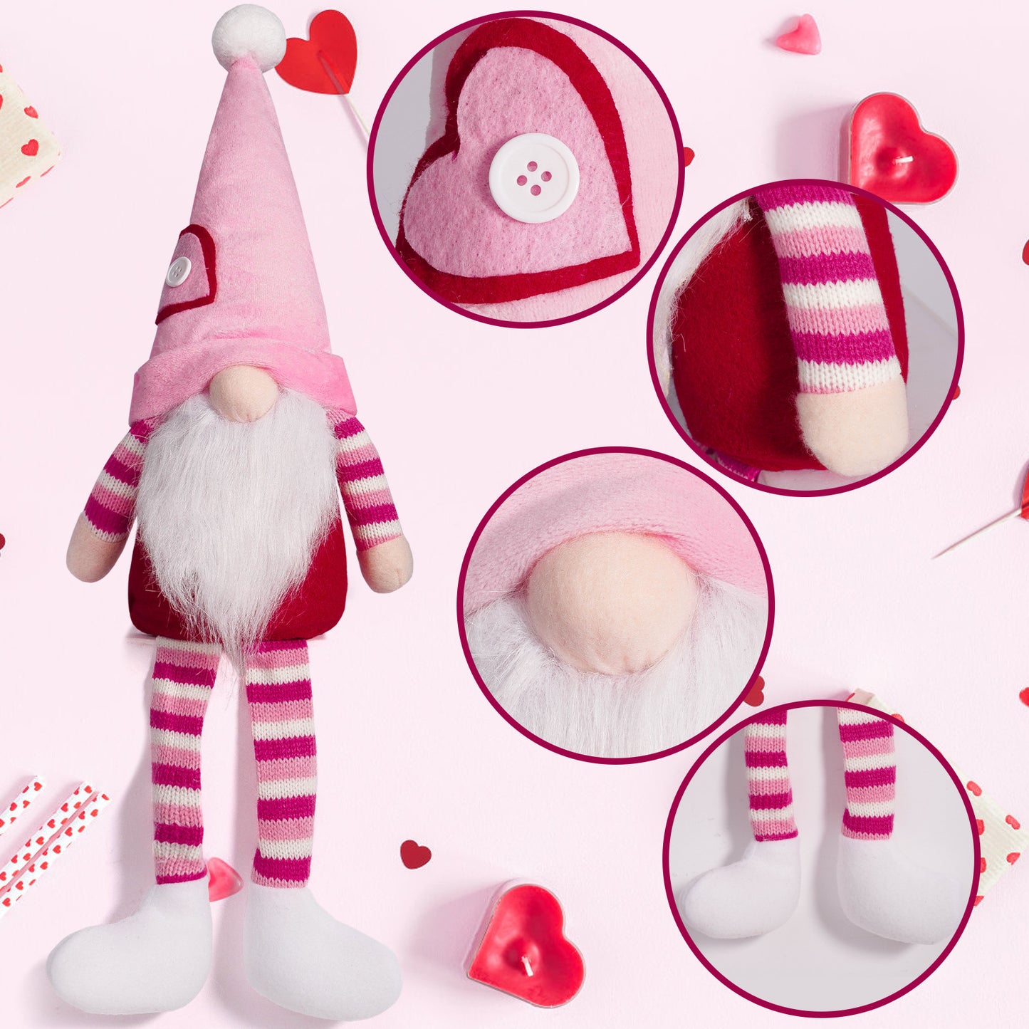 Valentine's Day Faceless Gnome Doll Gift Idea, 2 Pack