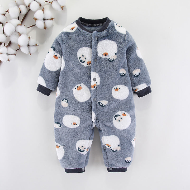 Baby Flannel Romper Onesie Footless Pajamas