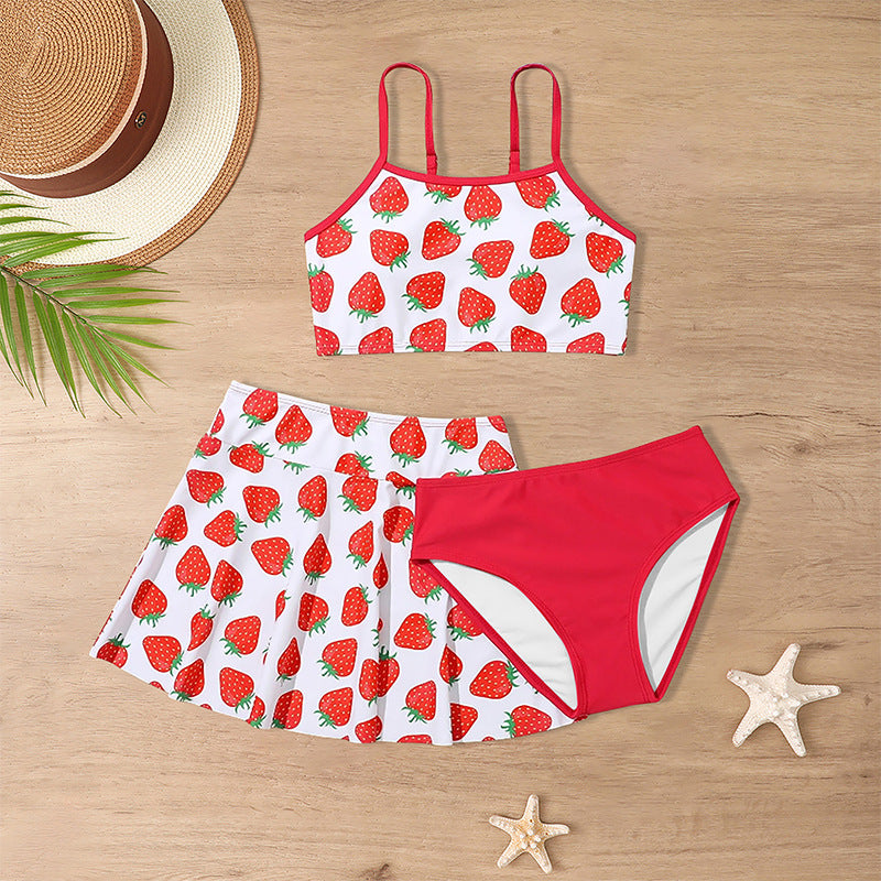 Girls' Skirt Middle And Big Children's Ruffled Split Swimsuit