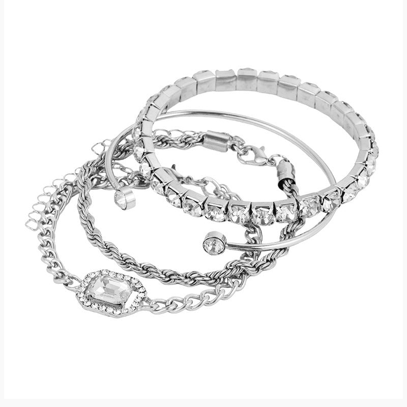 Fashion Jewelry 4 Pcs Crystal Bracelet Set Bohemian Design For Women, Gift For Mom