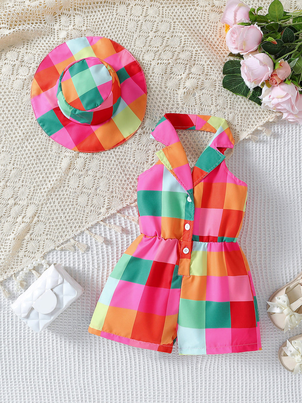 Girls' Woven Halter Backless Princess Dress