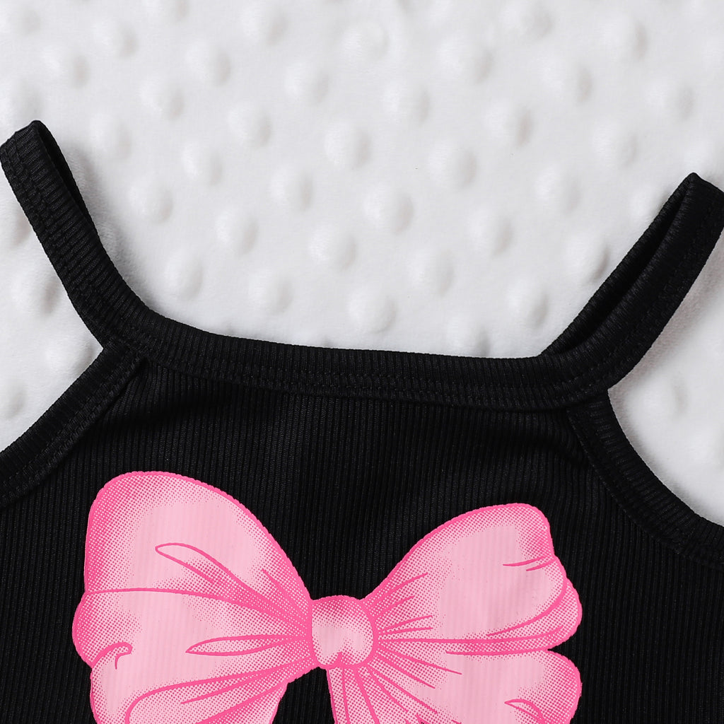 Girl's Bow Print Sling Summer 2pc Set