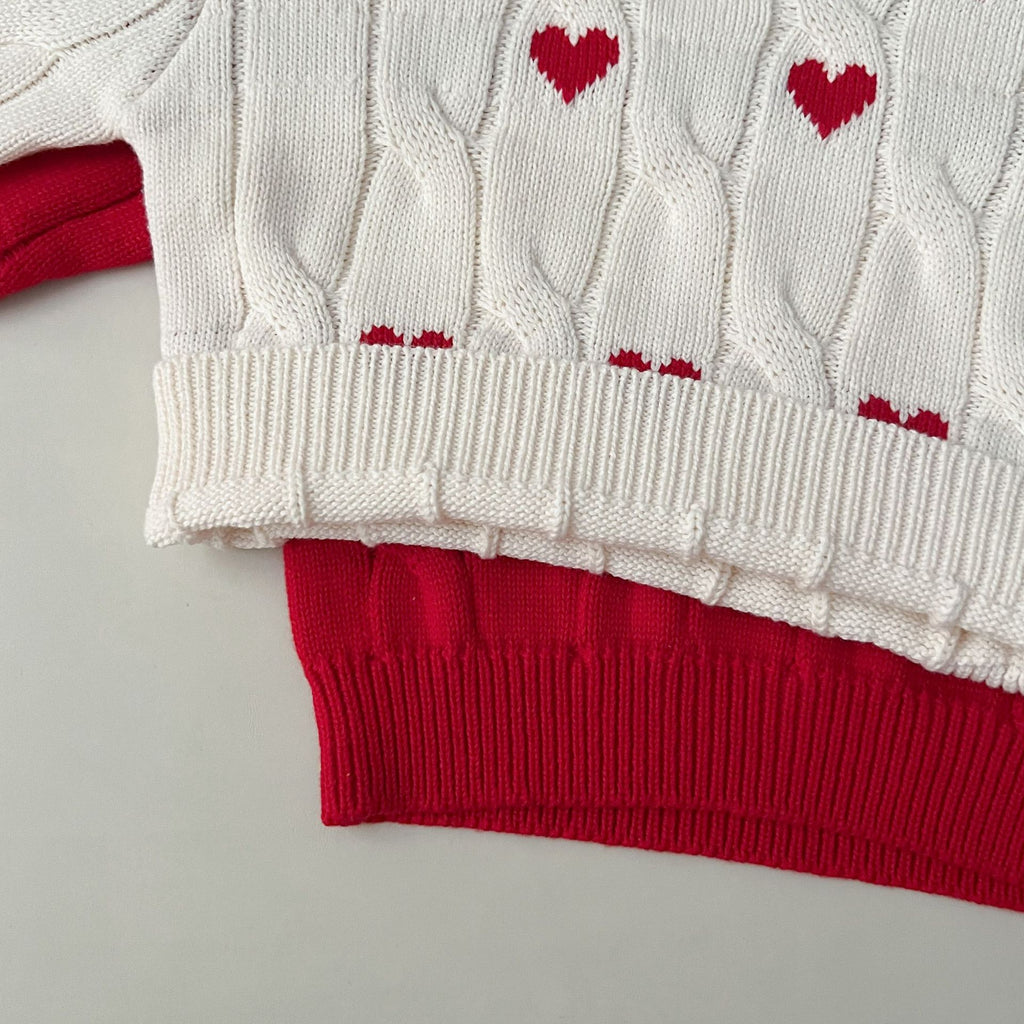 Cotton Round Neck Lovely Red Wool Valentine's Sweater