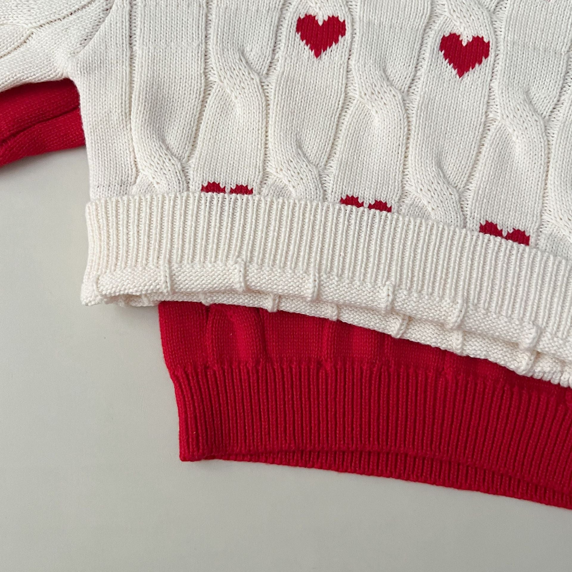 Cotton Round Neck Lovely Red Wool Valentine's Sweater
