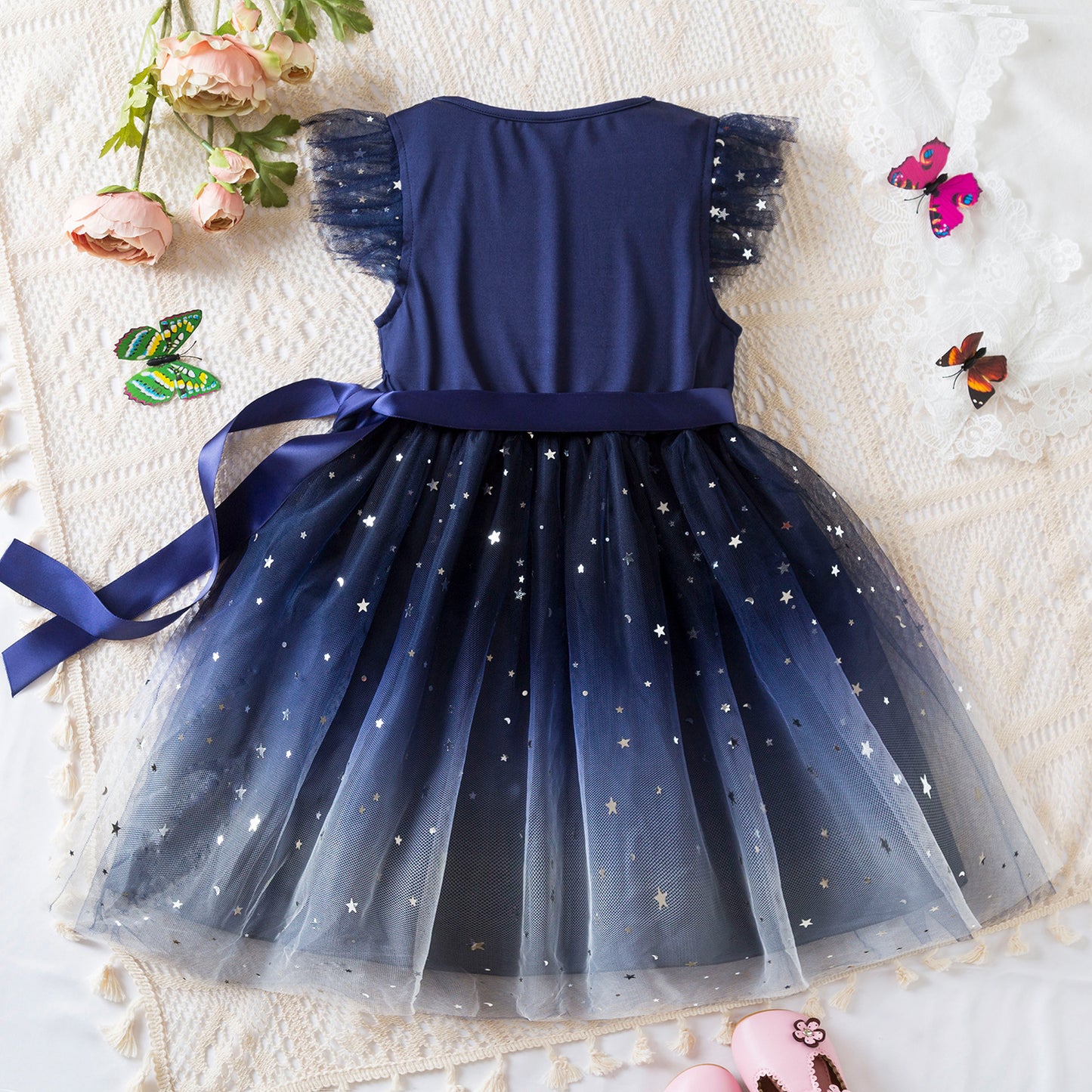 Fashionable Little Girl Starry Princess Tulle Dress