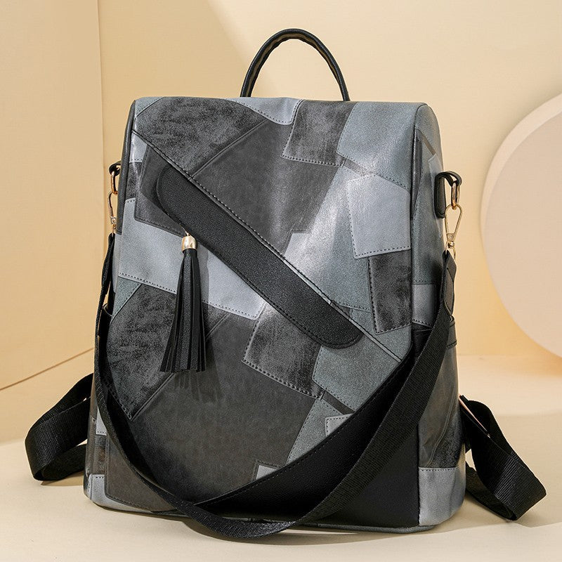 Large Capacity Popular Women's Bag, Retro Patchwork Casual Backpack