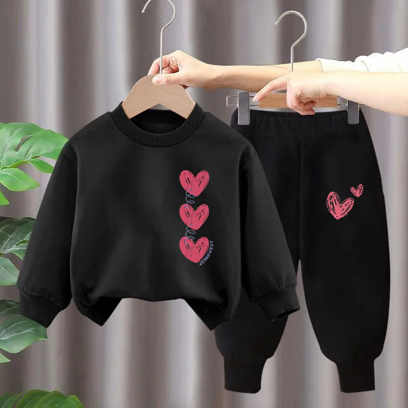 Girls' Heart Tracksuit Two-piece Set