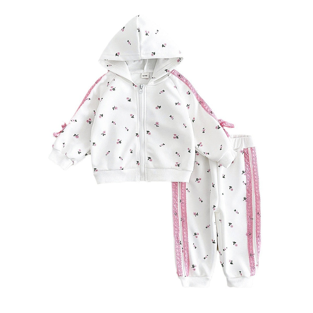 Baby Girls' Warm Hoodie Jacket Pants Set