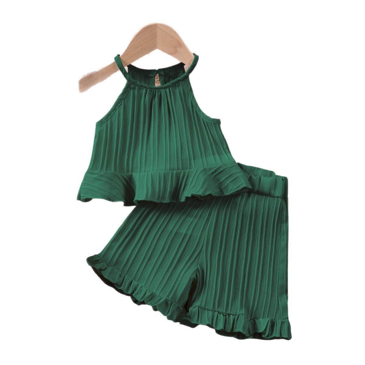 Girls Cold-shoulder Sleeveless Vest Two-piece Set