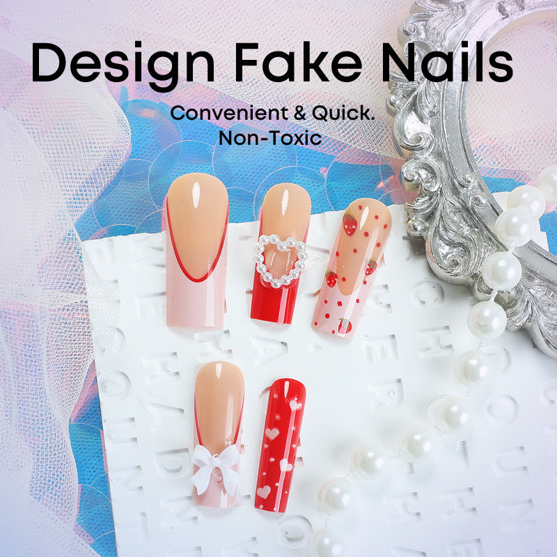 Valentine's Day Super Long Handmade Stick-on Nails