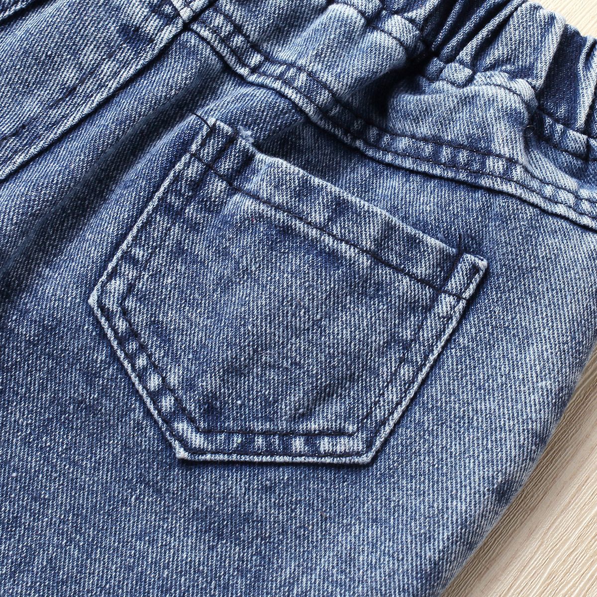 Girls' Solid Color Halter Top Denim Pants 2pc  Set