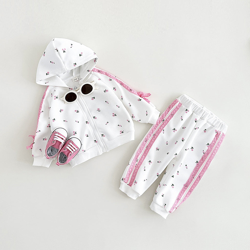 Baby Girls' Warm Hoodie Jacket Pants Set
