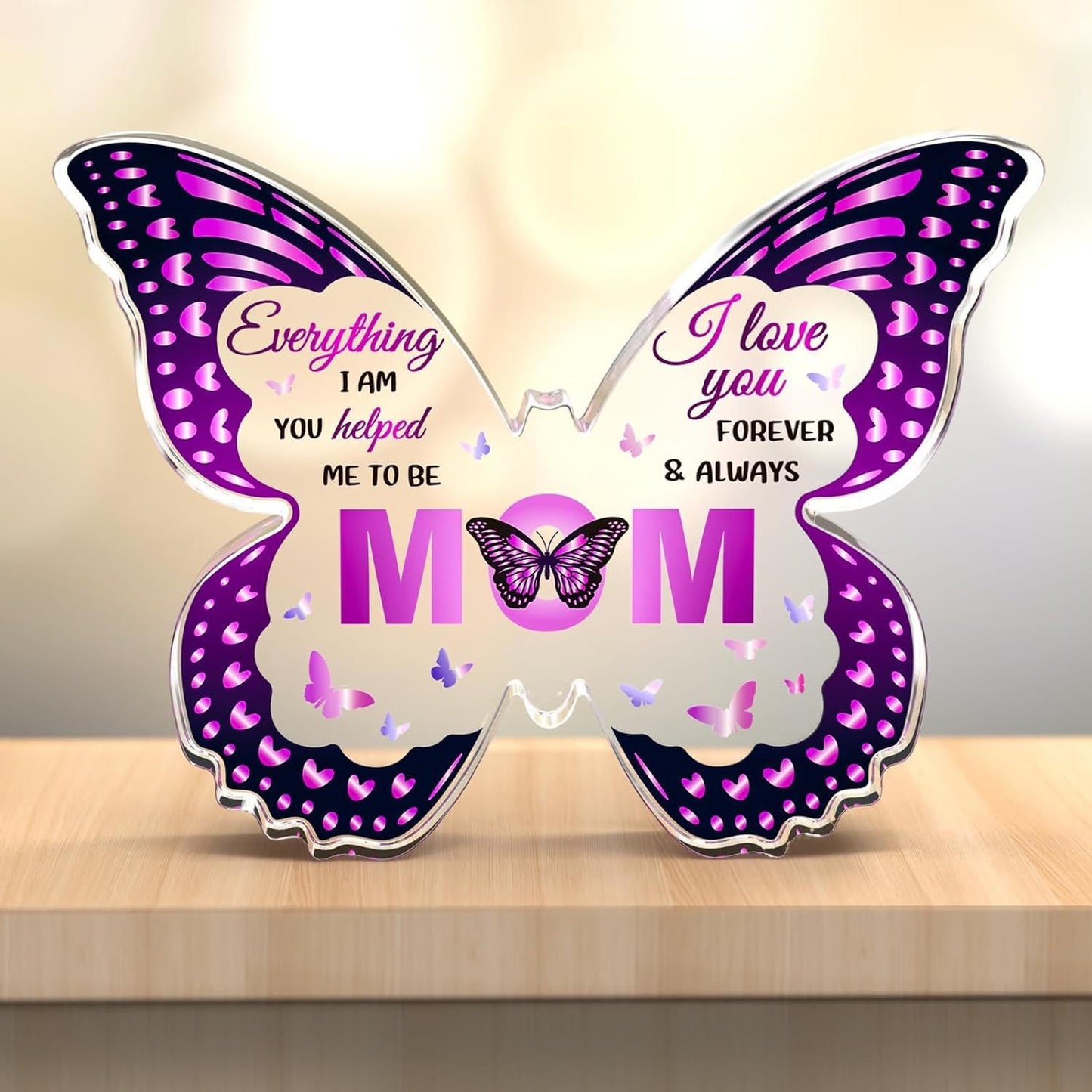 Purple Butterfly Transparent Acrylic Plaque, Mother's, Day Birthday Gift, Gift For Mom