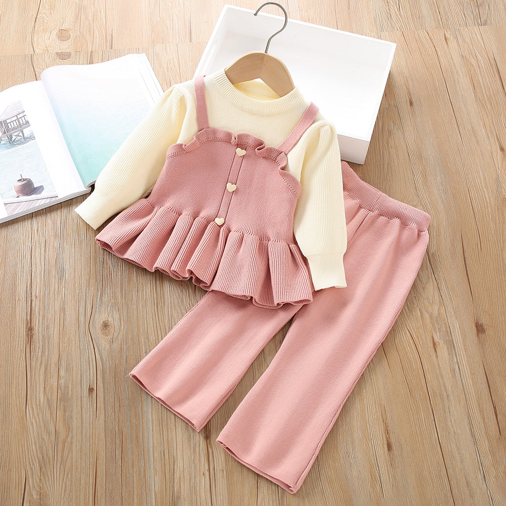 Girl's Knitted Long-sleeved & Pants Set