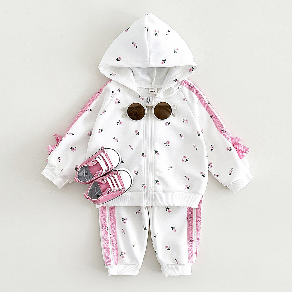 Baby Girls' Warm Hoodie Jacket Pants Set