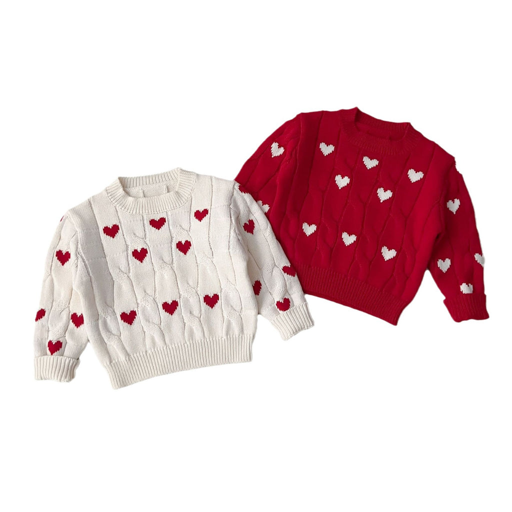 Cotton Round Neck Lovely Red Wool Valentine's Sweater