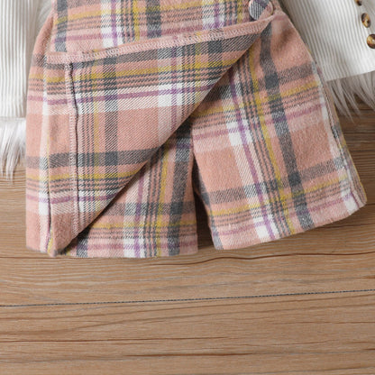 Girls' Elegant Long Sleeve Blouse & Asymmetrical Skirt Set