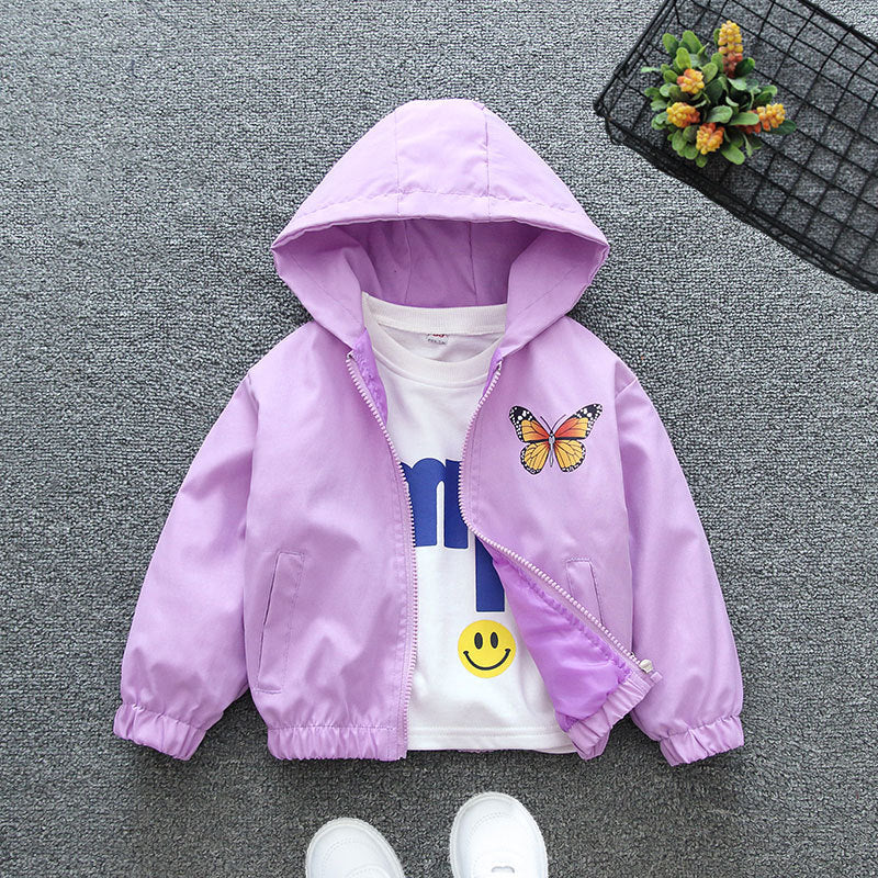 Girls' Spring Jacket, Fashionable Hoodie Butterfly Coat