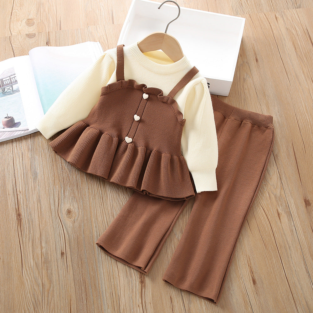 Girl's Knitted Long-sleeved & Pants Set