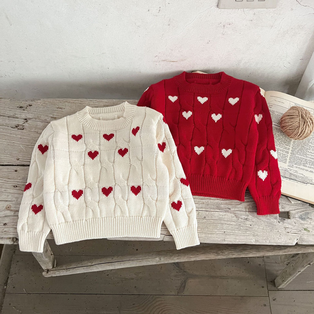 Cotton Round Neck Lovely Red Wool Valentine's Sweater