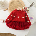 Girl's Sweater Love Embroidered Knitted Top & Skirt