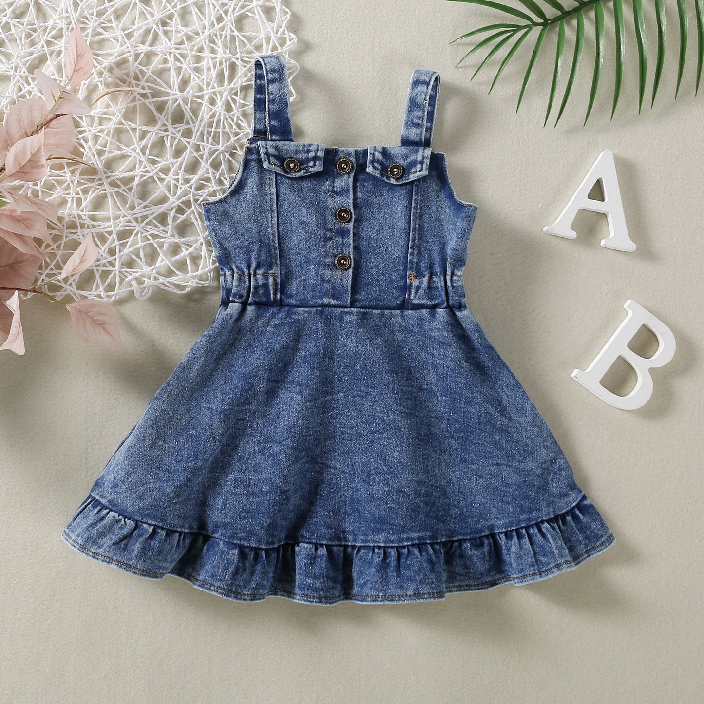 Infant Baby Girl Strap Denim Dress