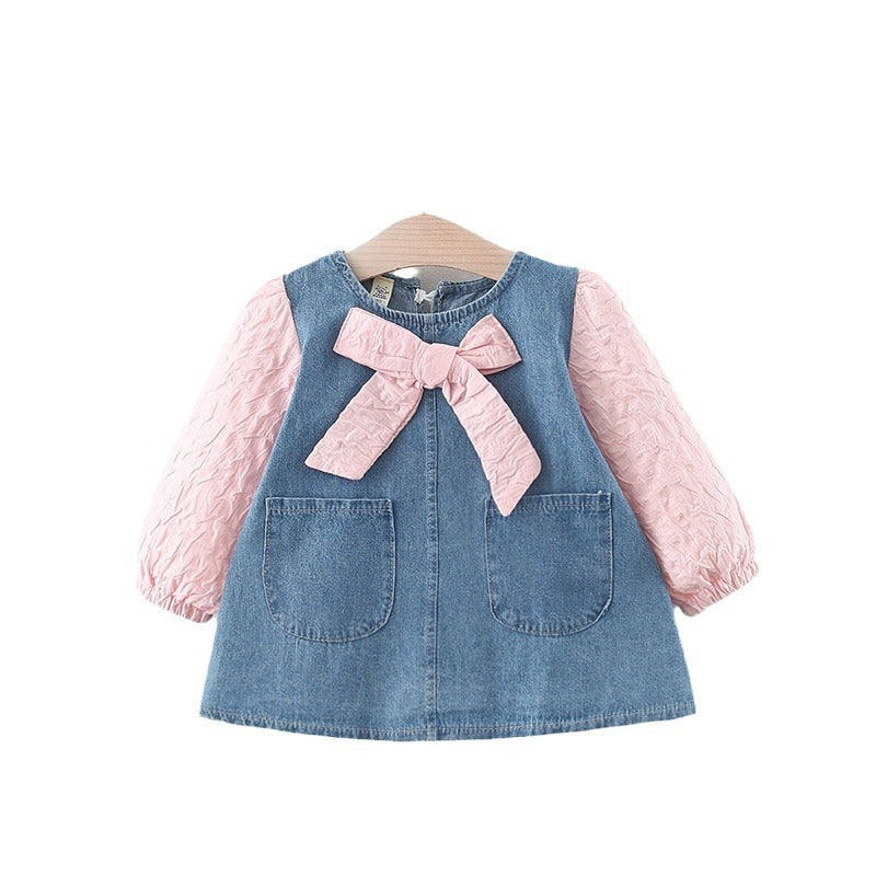 Baby Girl Dress Solid Color Denim Princess Skirt