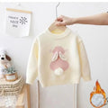 Girls' Knitted Fleece-Lined Rabbit Sweater