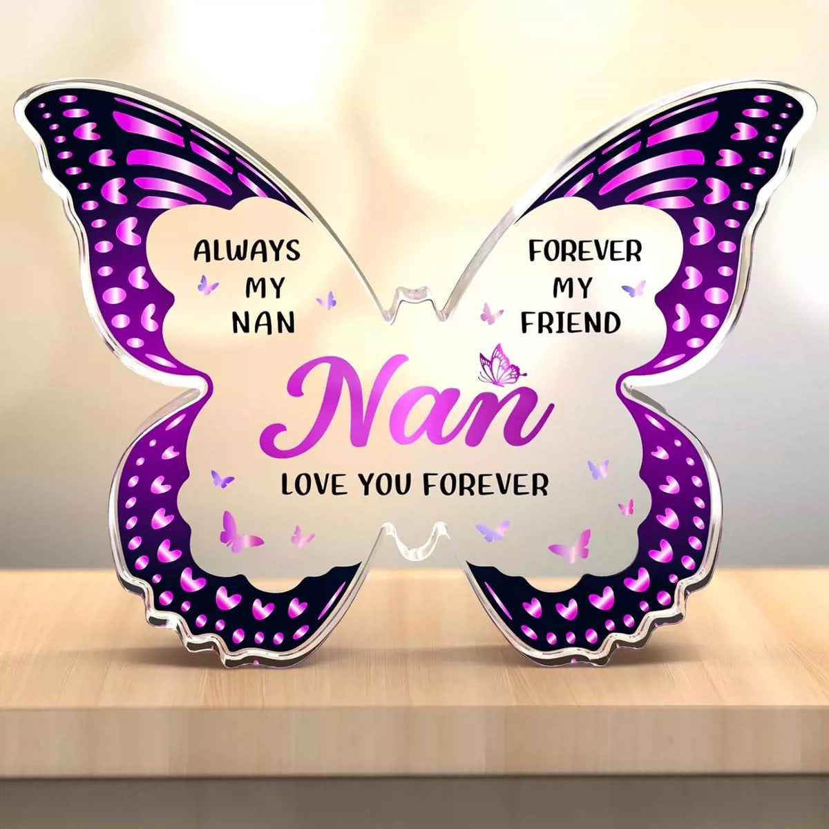 Purple Butterfly Transparent Acrylic Plaque, Mother's, Day Birthday Gift, Gift For Mom